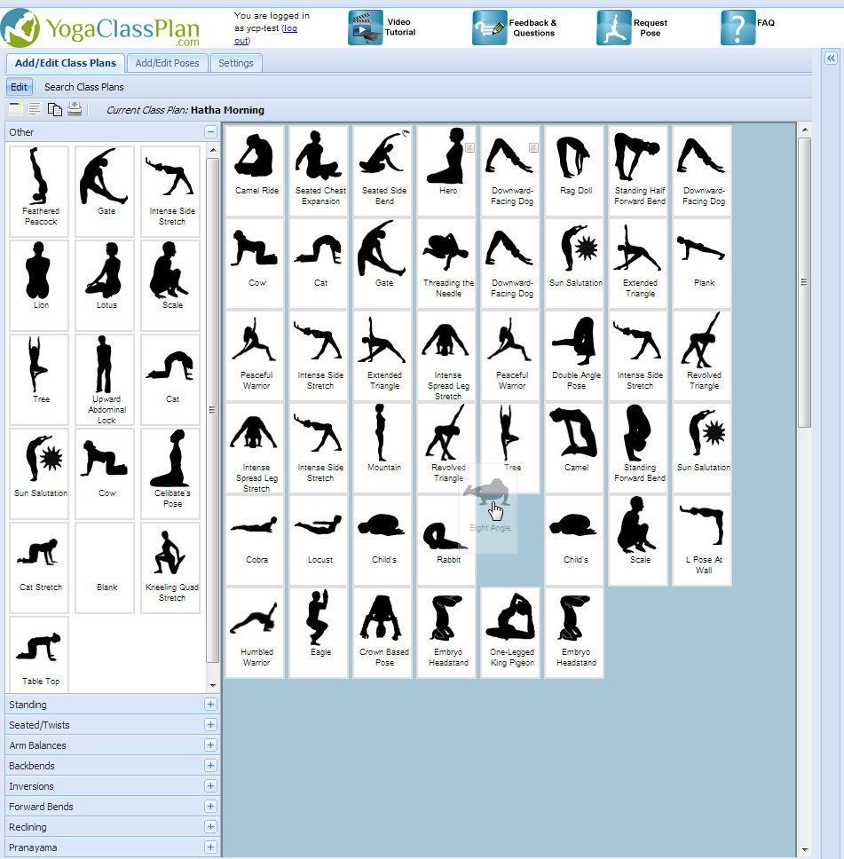a simple point click and drag yoga software tool designed specifically for yoga teachers yogaclassplan com